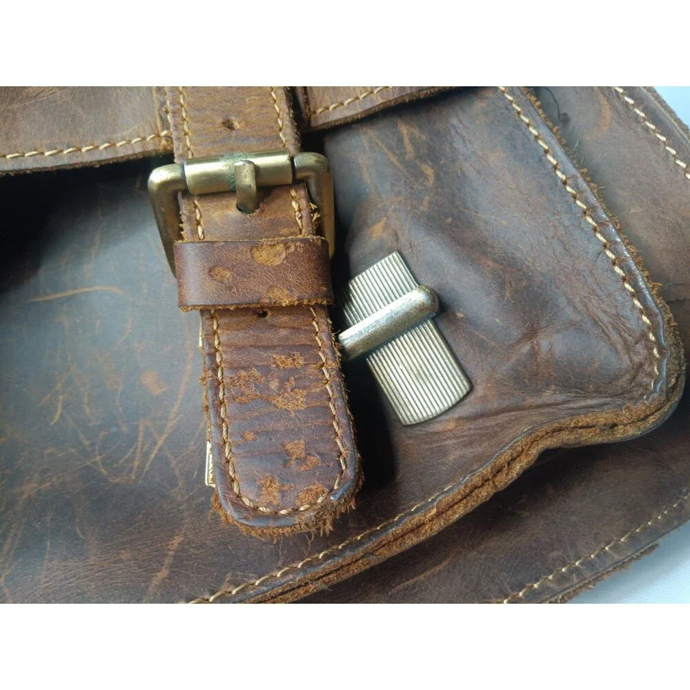 Vintage Kattee Leather Briefcase Messenger Bag Brown Fits 15 Inch Laptop